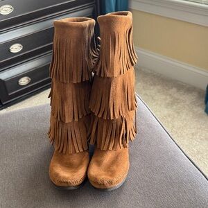 Minnetonka Brown Fringed Boots